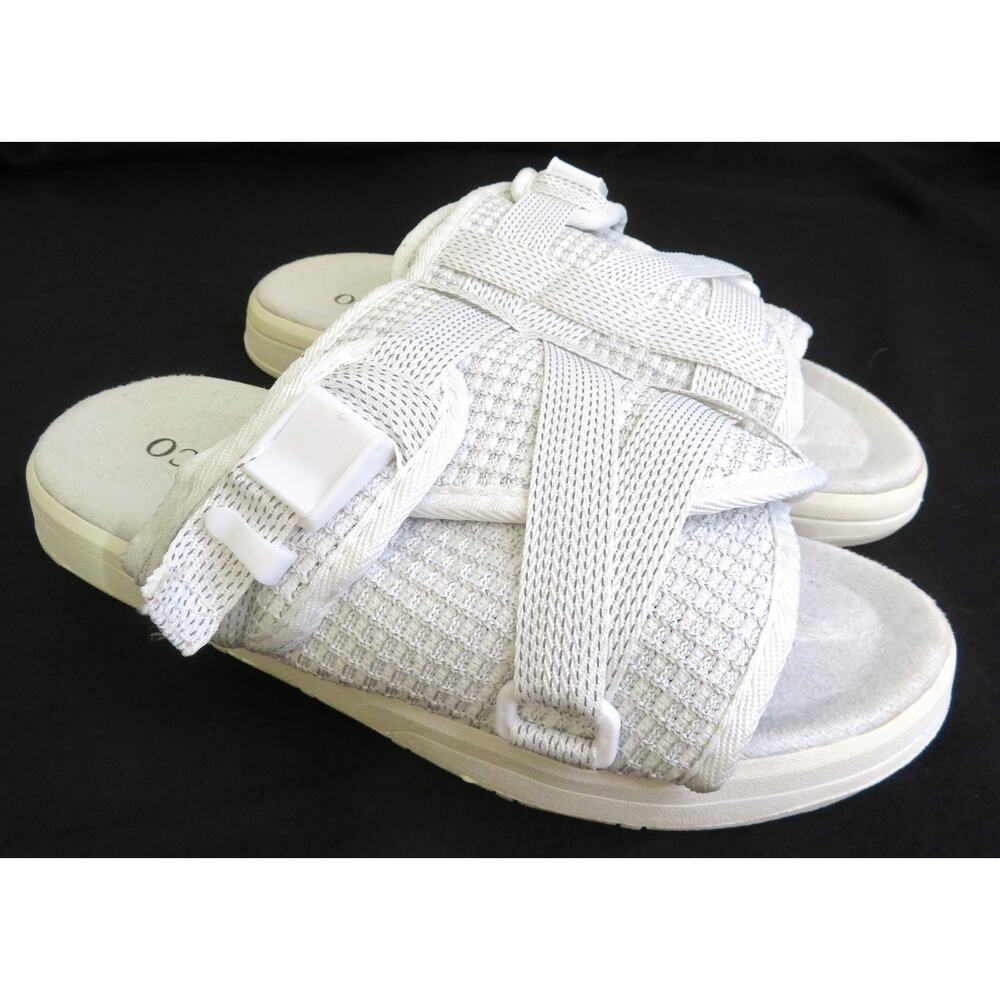 New DRACO Snow White Reflective Men's Sandal Slip On Slides Men Sz 9 -10
